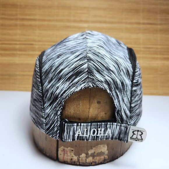 Robin Ruth Hawaii Aloha Hat Adjustable Black and White with Mesh Detail Around - Picture 3 of 7